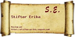 Stifter Erika névjegykártya